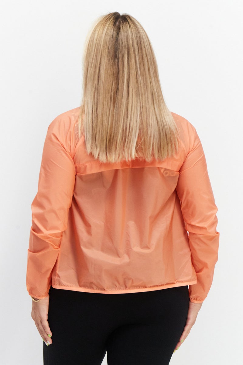 UNDER ARMOUR جاكيت تدريب بغطاء رأس للنساء من ماركة رياضية، برتقالي - Image 4