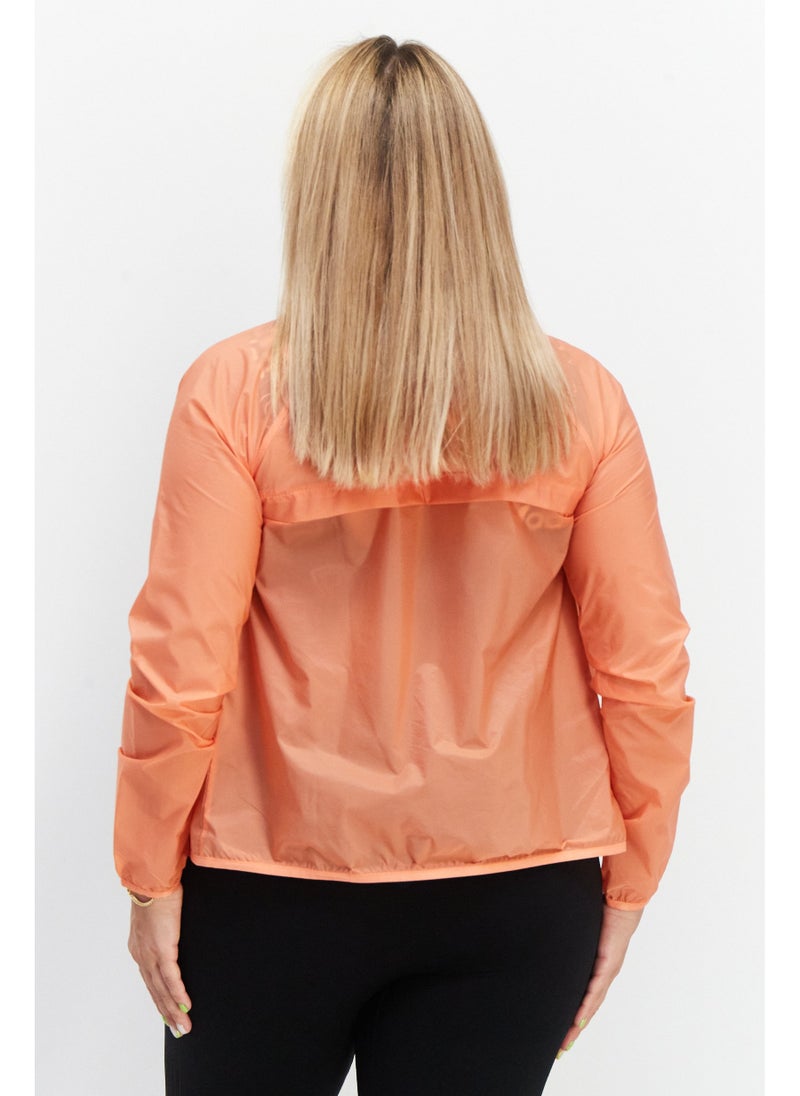 UNDER ARMOUR جاكيت تدريب بغطاء رأس للنساء من ماركة رياضية، برتقالي - Image 5