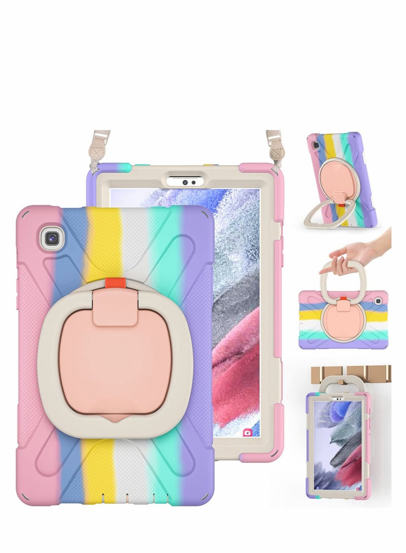 Captaintech Case for Samsung Galaxy Tab A7 Lite 8.7" w/Tempered Glass Screen Protector Kids Girls Women, Silicone Cover with Stable Kickstand, Shoulder Strap - Image 1