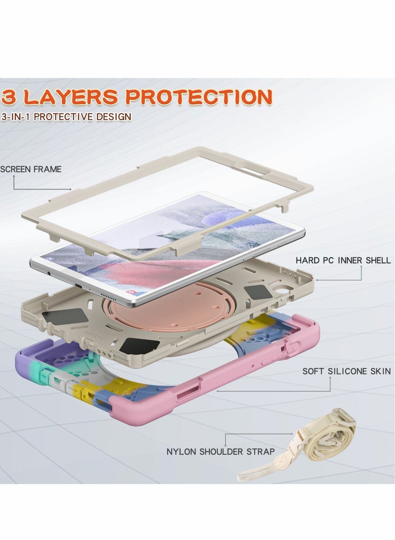 Captaintech Case for Samsung Galaxy Tab A7 Lite 8.7" w/Tempered Glass Screen Protector Kids Girls Women, Silicone Cover with Stable Kickstand, Shoulder Strap - Image 4