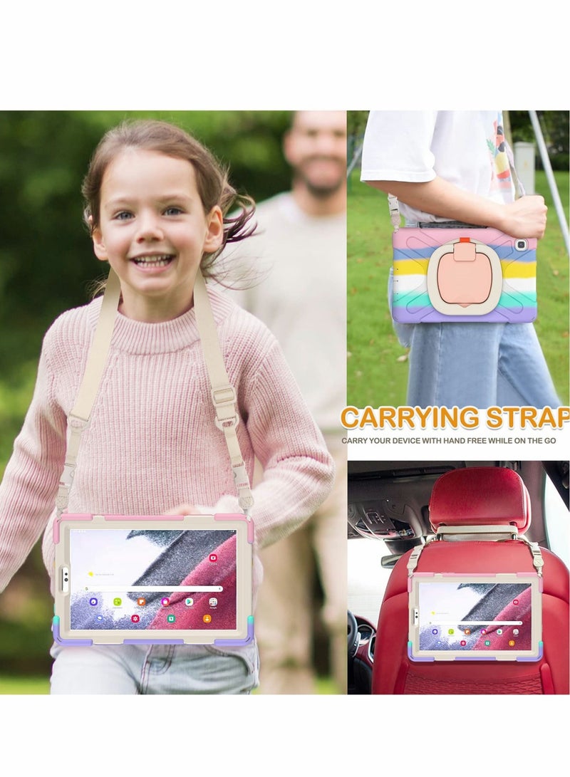 Captaintech Case for Samsung Galaxy Tab A7 Lite 8.7" w/Tempered Glass Screen Protector Kids Girls Women, Silicone Cover with Stable Kickstand, Shoulder Strap - Image 2