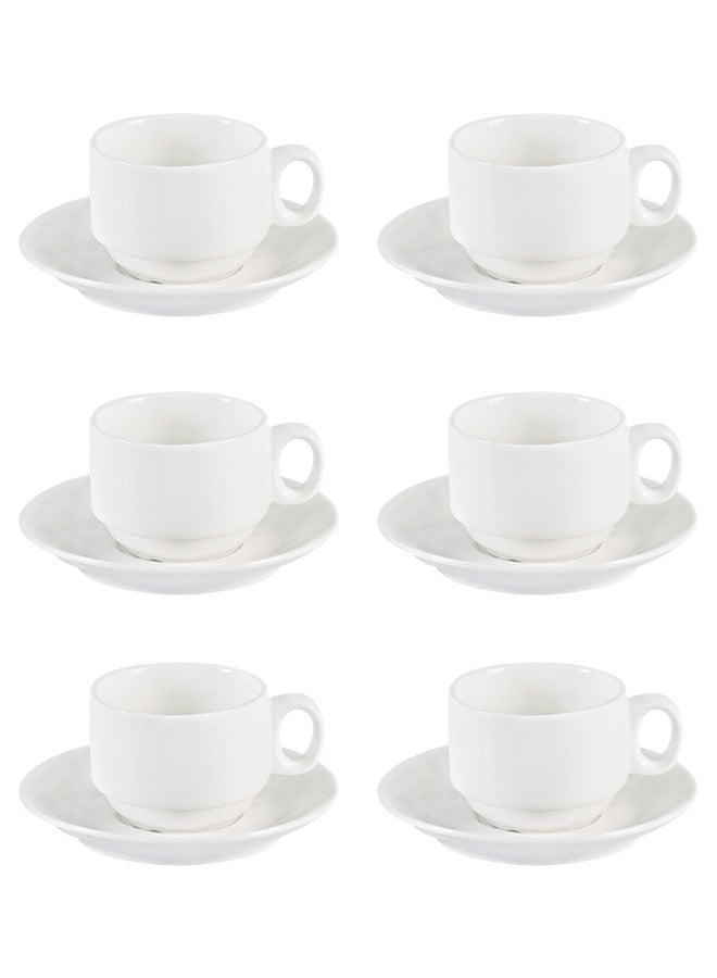 دوف طقم أكواب وصحون من البورسلين الصافي مكون من 12 قطعة، 200 مل، أبيض، طقم مكون ل 6 أشخاص - Image 1