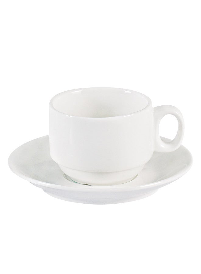 Dove 12-Piece Porcelain Cup & Saucer Set 200ML White, Set for 6 People - Image 3