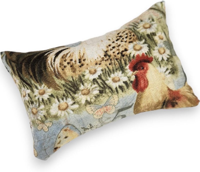 Nakpunar Emery Pincushion for Sewing  Filled with Abrasive Emery Sand  Handmade in USA 2x3 Roosters on Blue - Image 2