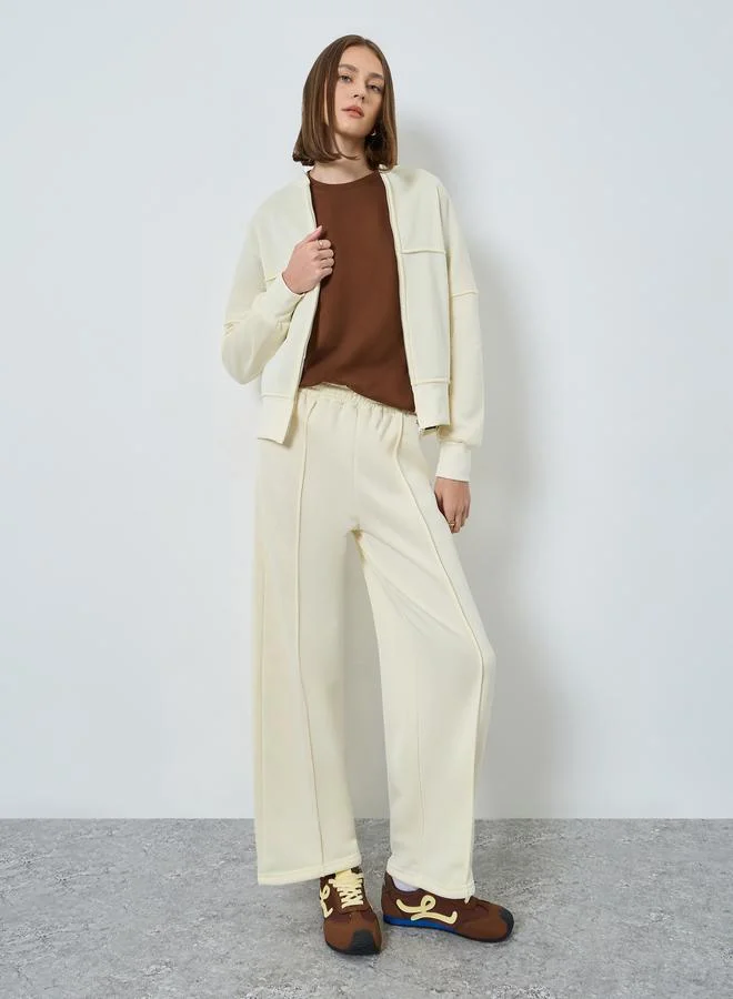 Cream Regular Fit Zip Jacket and Pants Co-ords