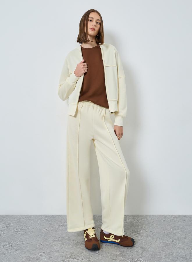 Styli Cream Regular Fit Zip Jacket and Pants Co-ords - Image 1