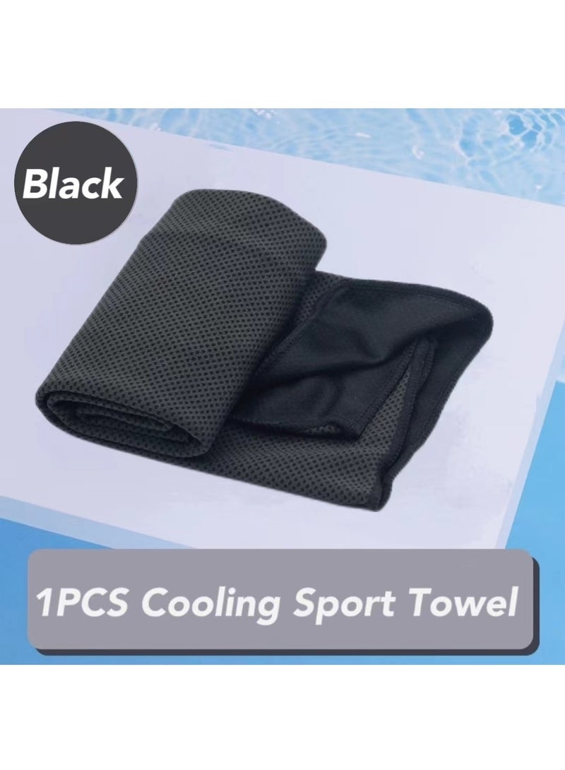 Generic Men and Women Cooling Sport Towel Soft and breathable for yoga, sports and running Black 30x90cm  - Image 1
