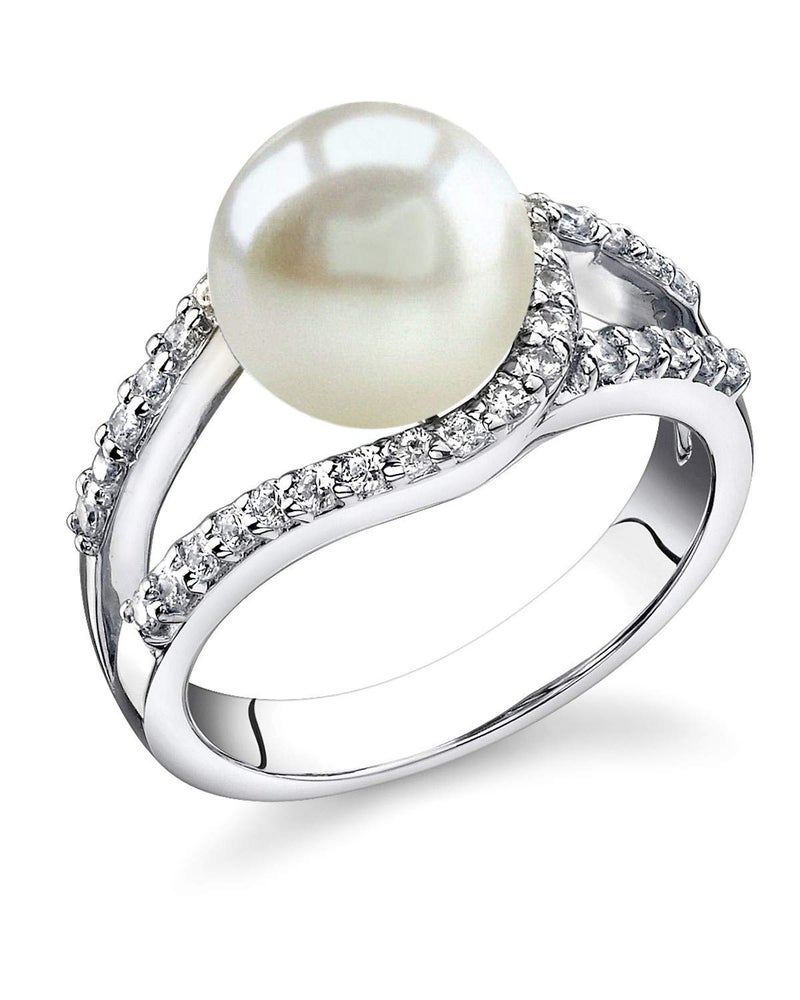 The Pearl Source Freshwater Cultured Pearl Ring for Women, Tessa Ring with Sterling Silver and Crystals - Image 1