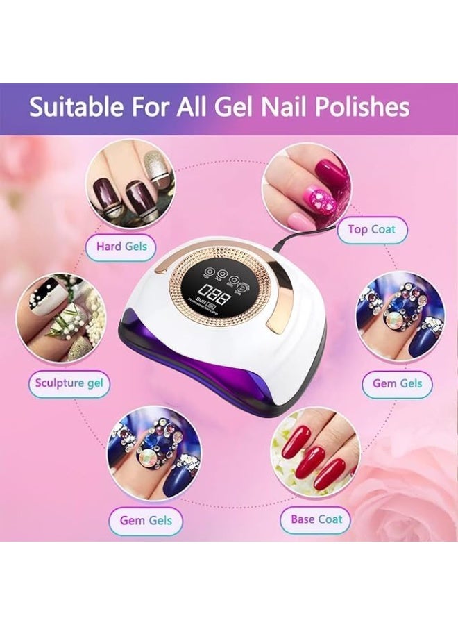 مصباح أظافر احترافي يعمل بالأشعة فوق البنفسجية بتقنية LED بقوة 168 واط من طراز Sun-S6 لتجفيف طلاء الجل بسرعة فائقة، بطول موجي مزدوج 365 نانومتر + 405 نانومتر، مؤقت رقمي يعمل باللمس، مجفف أظافر محمول باليد للاستخدام في الصالونات والمنزل - وردي - Image 3