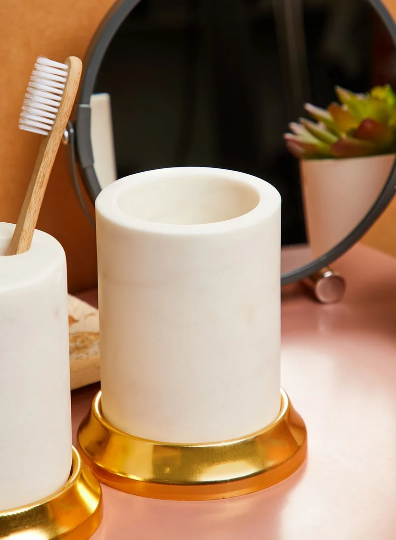 Premier White Marble & Brass Tumbler