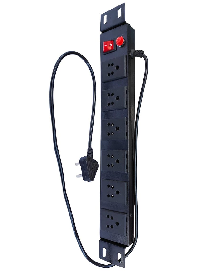 KN - Extension Cord for Pc, Extension Cord Retractable, Spike Guard Long Cable, Commercial and Household Purpose, Fuse Protector 6 Socket in 1 Switch, with Power Cord -1.25 mtr - Black (Pack of 1)