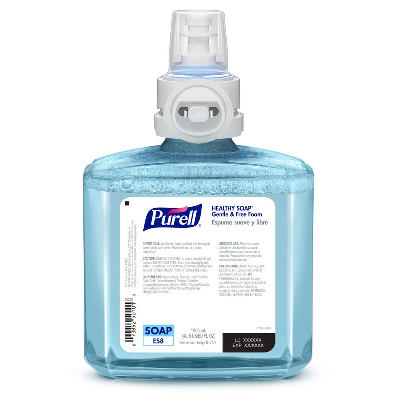 Purell صابون صحي من PURELL براند، رغوة لطيفة وخالية، خالية من العطور، 1200 مل إعادة تعبئة لجهاز توزيع الصابون الأوتوماتيكي PURELL ES8 (عبوة من 2) - 7772-02 - من تصنيع GOJO، Inc. - Image 2