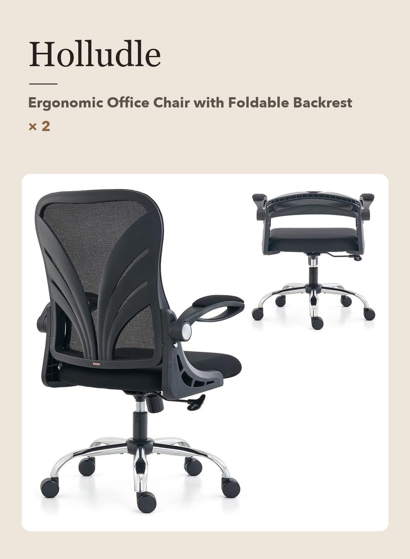 HOLLUDLE 2 Pcs Holludle Office Chair Pack - 2 x Ergonomic Office Chair with Foldable Backrest - Image 2