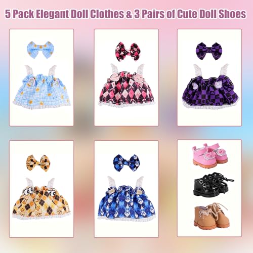 Ezcora Doll Costume 5 Pack Clothes for 6 Doll Includes 3 Pairs of Shoes Great for Play and Display Costume Accessories for Collectors - Image 5