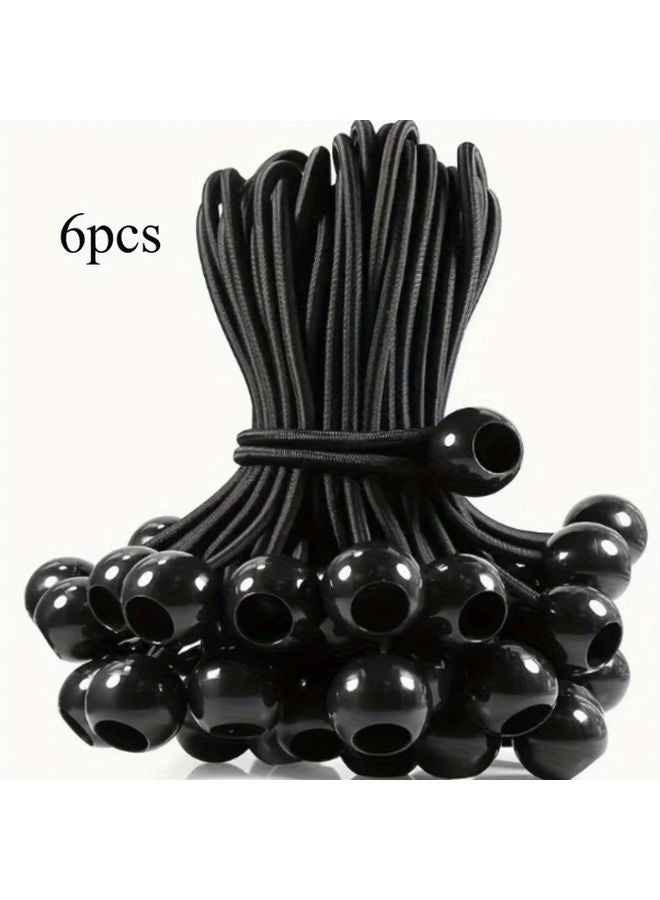 6pcs Black Heavy Duty Bungee Cords UV Resistant Elastic Straps for Outdoor Gear - Image 1