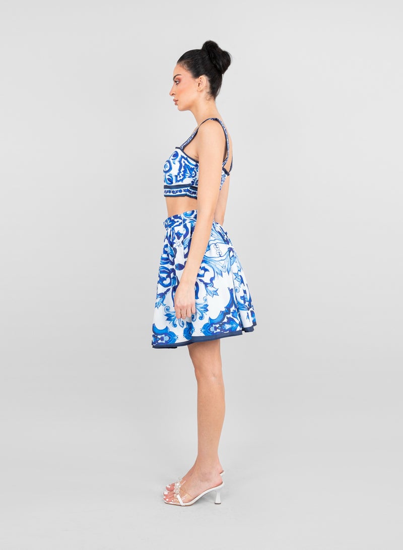 KYVELi Printed Mini Skirt and Sleeveless crop Top Co-Ord Set  - Image 2