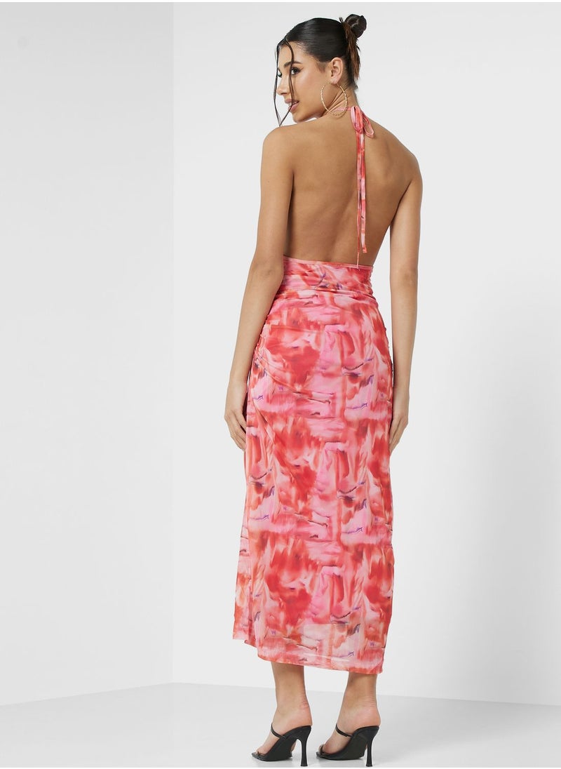 Ginger - Halter Neck Ruched Dress - Image 1