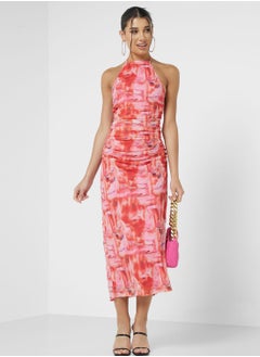 Halter Neck Ruched Dress