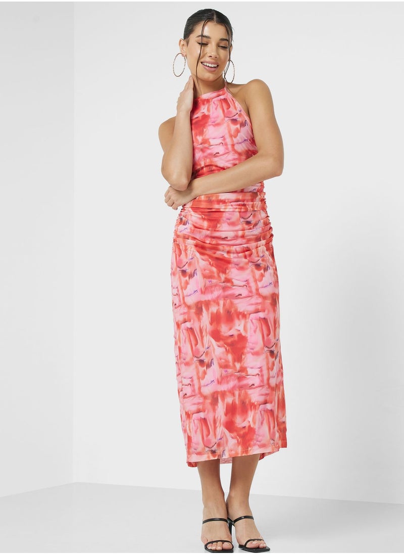 Ginger - Halter Neck Ruched Dress - Image 1