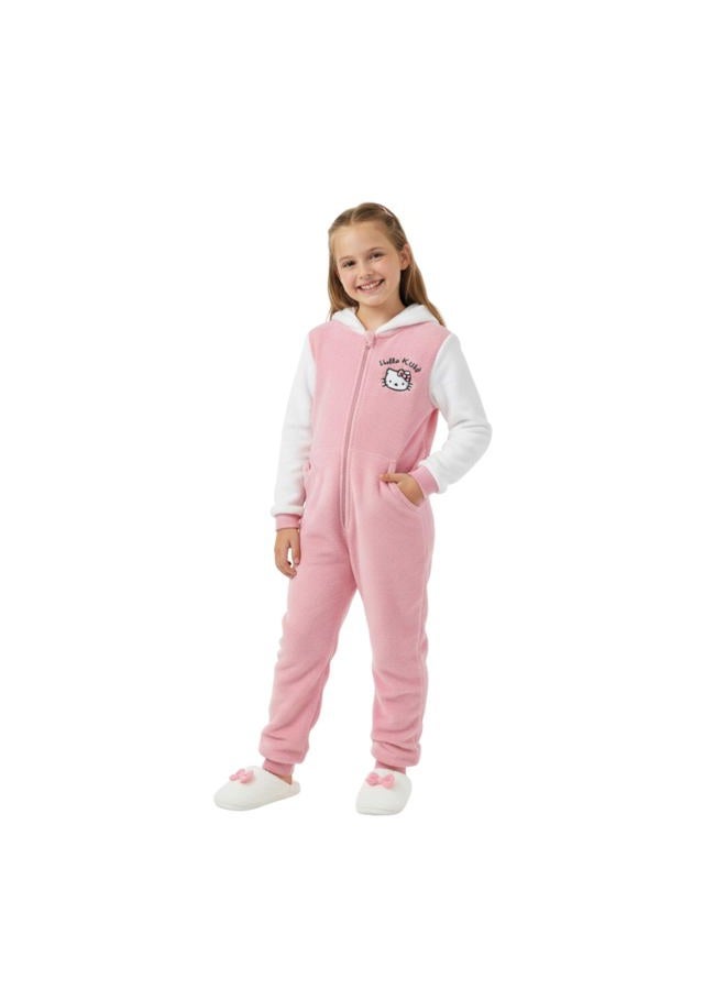 Hello Kitty Sanrio Girls Cosplay Hooded Coverall with Ears and Bow for Toddler and Big Kids - Image 5