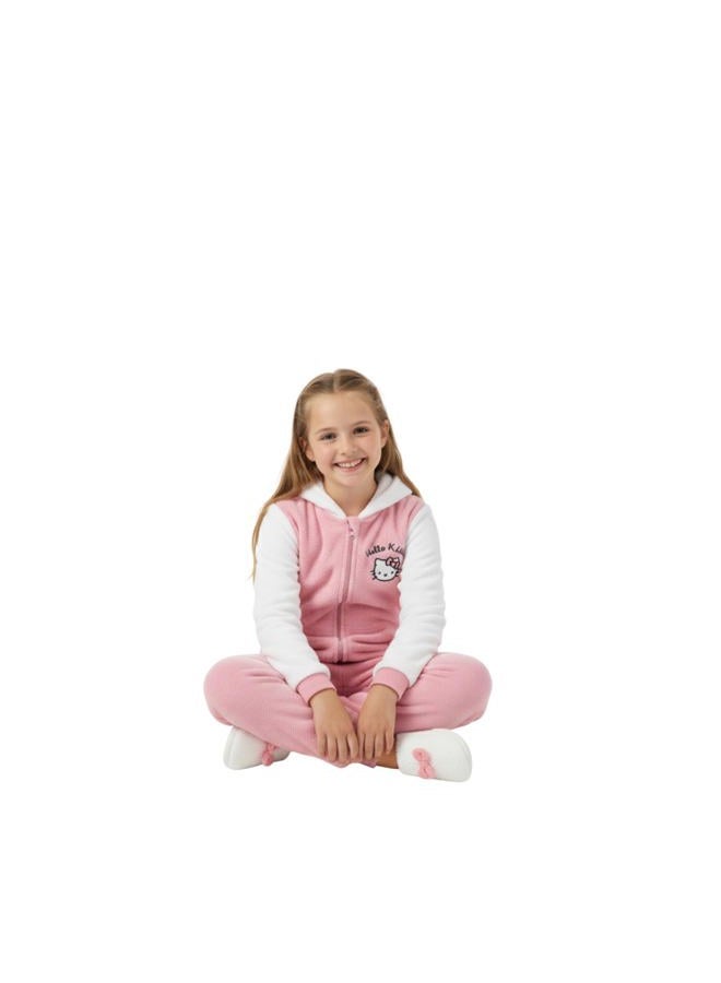 Hello Kitty Sanrio Girls Cosplay Hooded Coverall with Ears and Bow for Toddler and Big Kids - Image 3