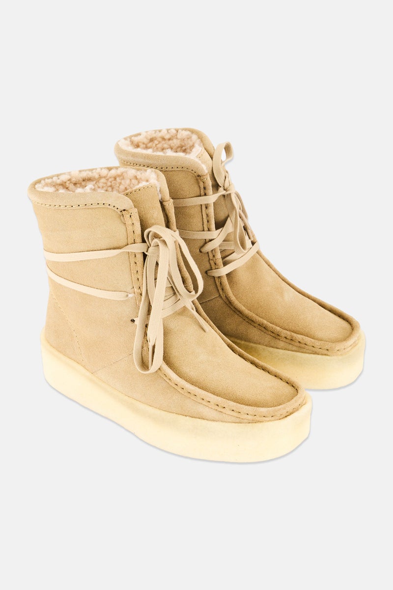 clarks Women Standard Wallabee Cup Lace Up Ankle Boots, Light Tan  - Image 1
