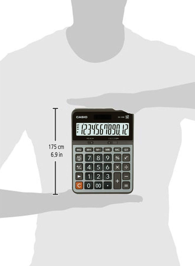 CASIO Mini Portable Calculator DX-120B-W-DC Grey/Black/White - Image 2