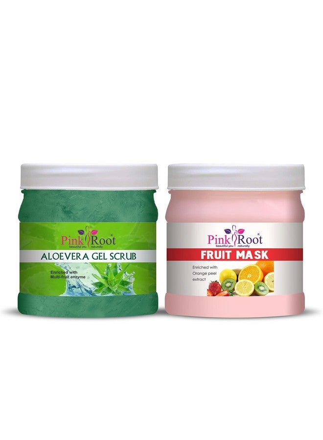 Pink Root Aloe Vera Gel Scrub 500gm with Fruit Mask 500gm - Image 1