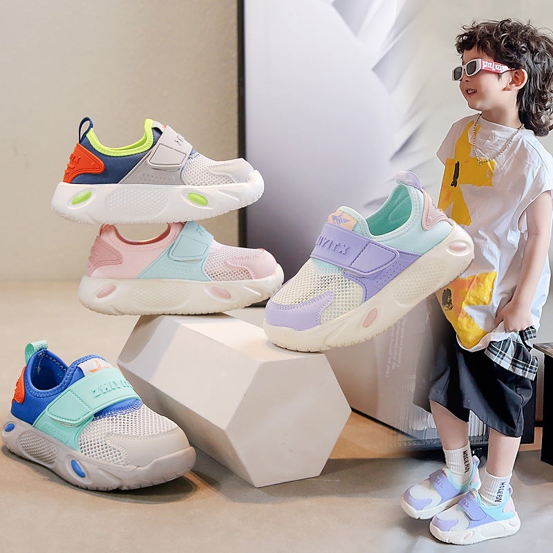 Boys Shoes Slip-On Lightweight Soft Sole 2025 Spring Single Mesh Breathable Two Children Shoes Girls Shoes Student Shoes Elastic - Image 3