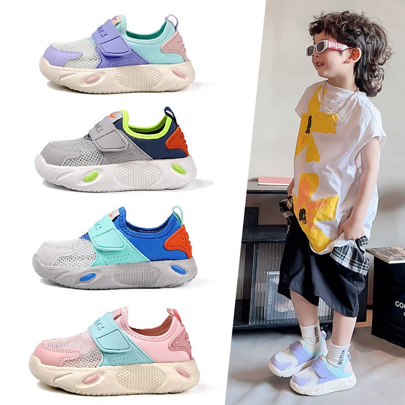 Boys Shoes Slip-On Lightweight Soft Sole 2025 Spring Single Mesh Breathable Two Children Shoes Girls Shoes Student Shoes Elastic - Image 2