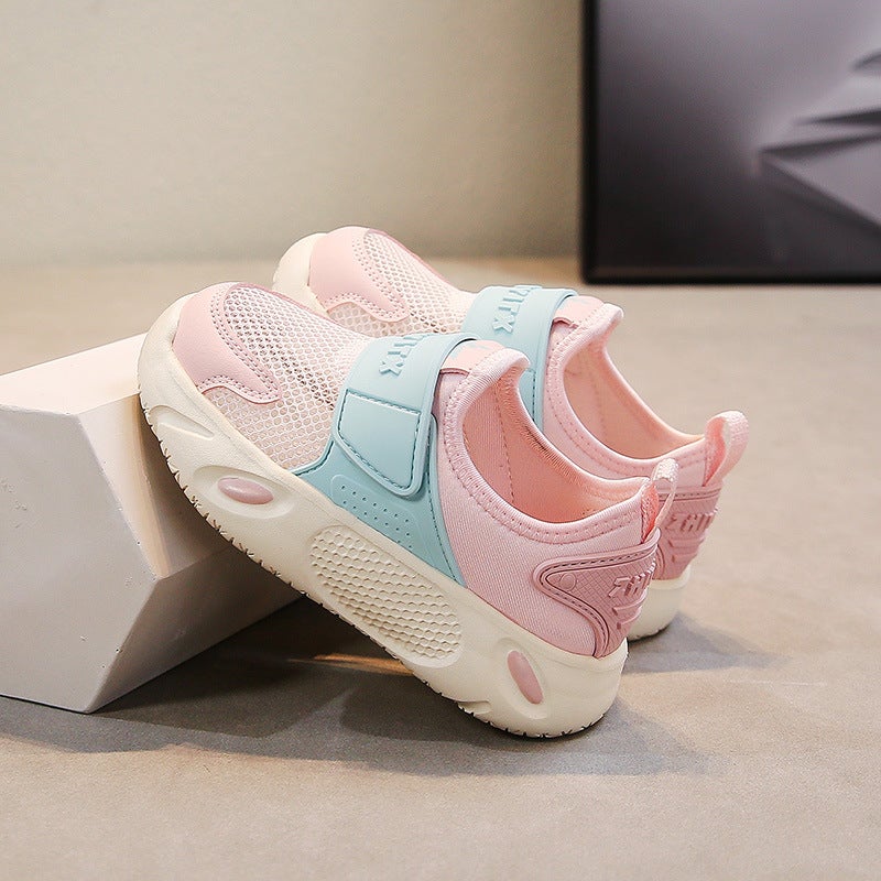 Boys Shoes Slip-On Lightweight Soft Sole 2025 Spring Single Mesh Breathable Two Children Shoes Girls Shoes Student Shoes Elastic - Image 1