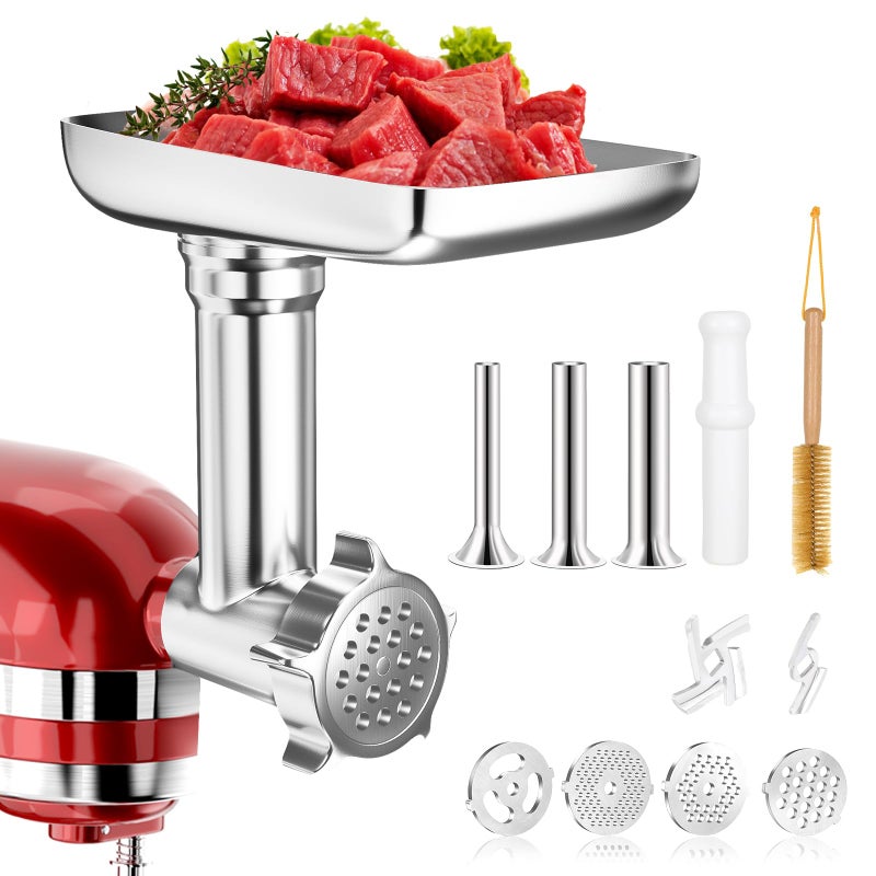 XINCAN Stainless Steel Food Grinder Attachments for KitchenAid Stand Mixers and Cuisinart Stand Mixers SM-50. Meat Grinders, Sausage Stuffer, Food Processor. Durable Perfect Attachments for Kitchen aid Mixer - Image 1