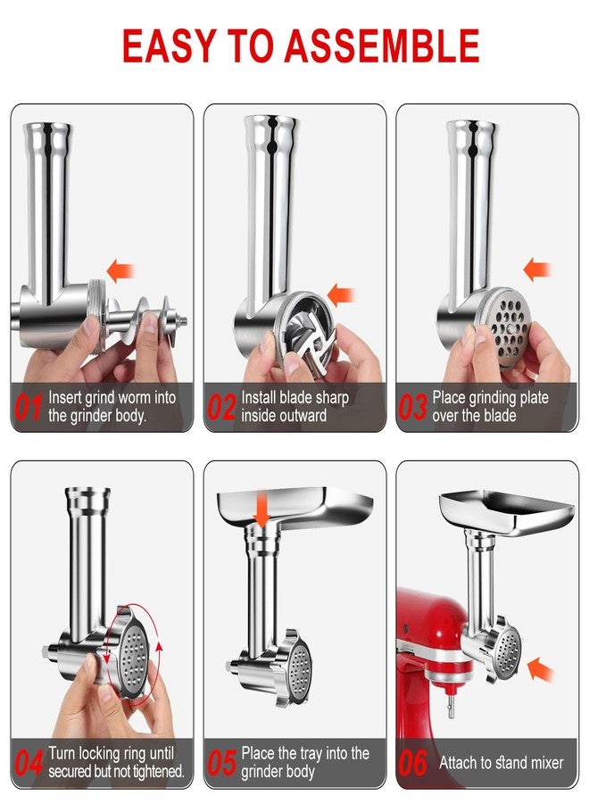 XINCAN Stainless Steel Food Grinder Attachments for KitchenAid Stand Mixers and Cuisinart Stand Mixers SM-50. Meat Grinders, Sausage Stuffer, Food Processor. Durable Perfect Attachments for Kitchen aid Mixer - Image 4