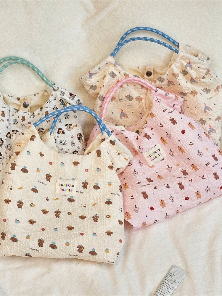44181 South Korea Embossed Cartoon Puppy Handbag Women'S Handbag Single Shoulder Canvas Bag For Going To Work - Image 2