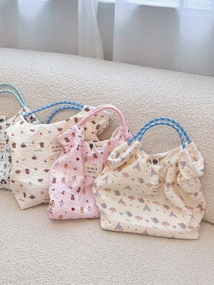 44181 South Korea Embossed Cartoon Puppy Handbag Women'S Handbag Single Shoulder Canvas Bag For Going To Work - Image 3