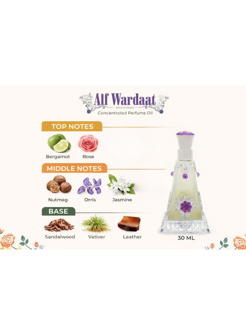 Atyaab Alf Wardaat Concentrated Perfume Oil 30ML – Alcohol Free - Image 3