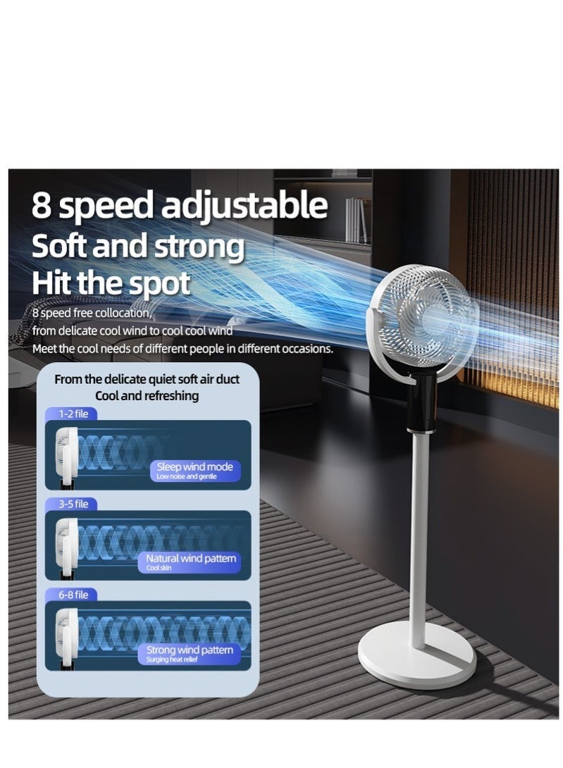 ELTRAZONE F5 Rechargeable Pedestal Fan, 3-in-1 Adjustable Height Standing Fan, Silent Air Circulation Fan with 5 Speeds, Remote Control, Energy-Saving Electric Fan with Timer for Home & Office – White - Image 4