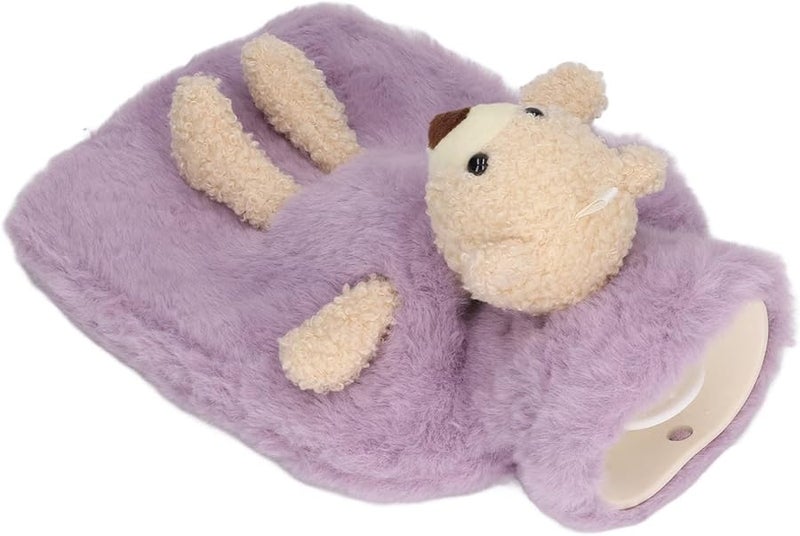 Purple Hot Water Bag 1000ml Cute Bear Design For Pain Relief And Muscle Relaxation - Image 1
