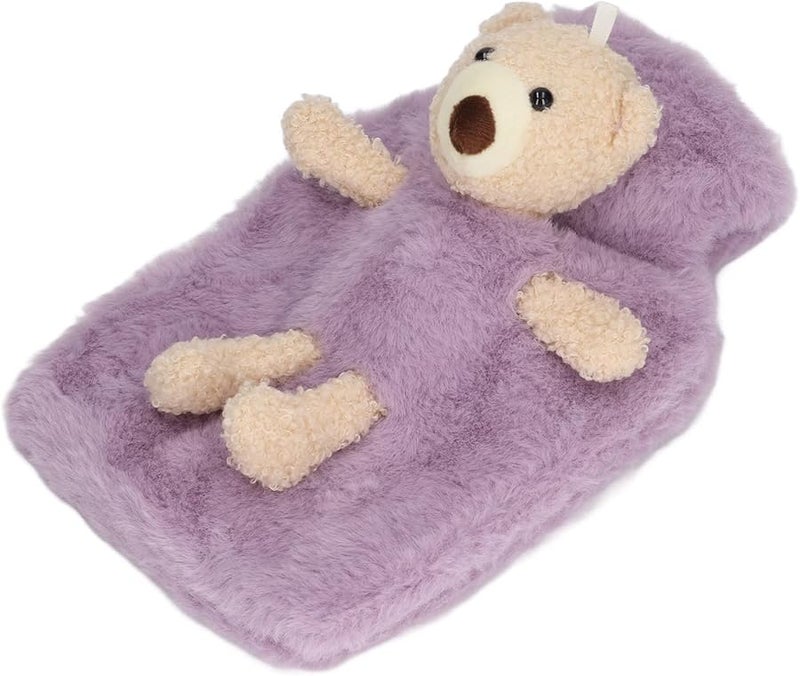 Purple Hot Water Bag 1000ml Cute Bear Design For Pain Relief And Muscle Relaxation - Image 5