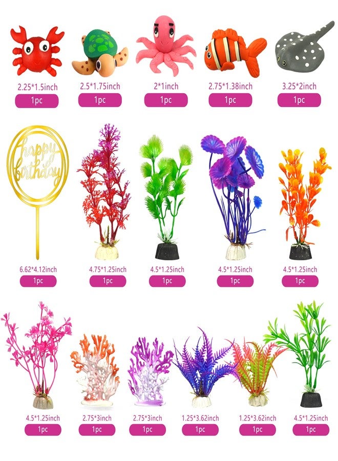 DRWATE 16 PCS Sea Ocean Cake Toppers Under the Sea Ocean Animals Birthday Cake Decorations for Sea Ocean Theme Baby Shower Birthday Party Supplies (Ocean) - Image 2