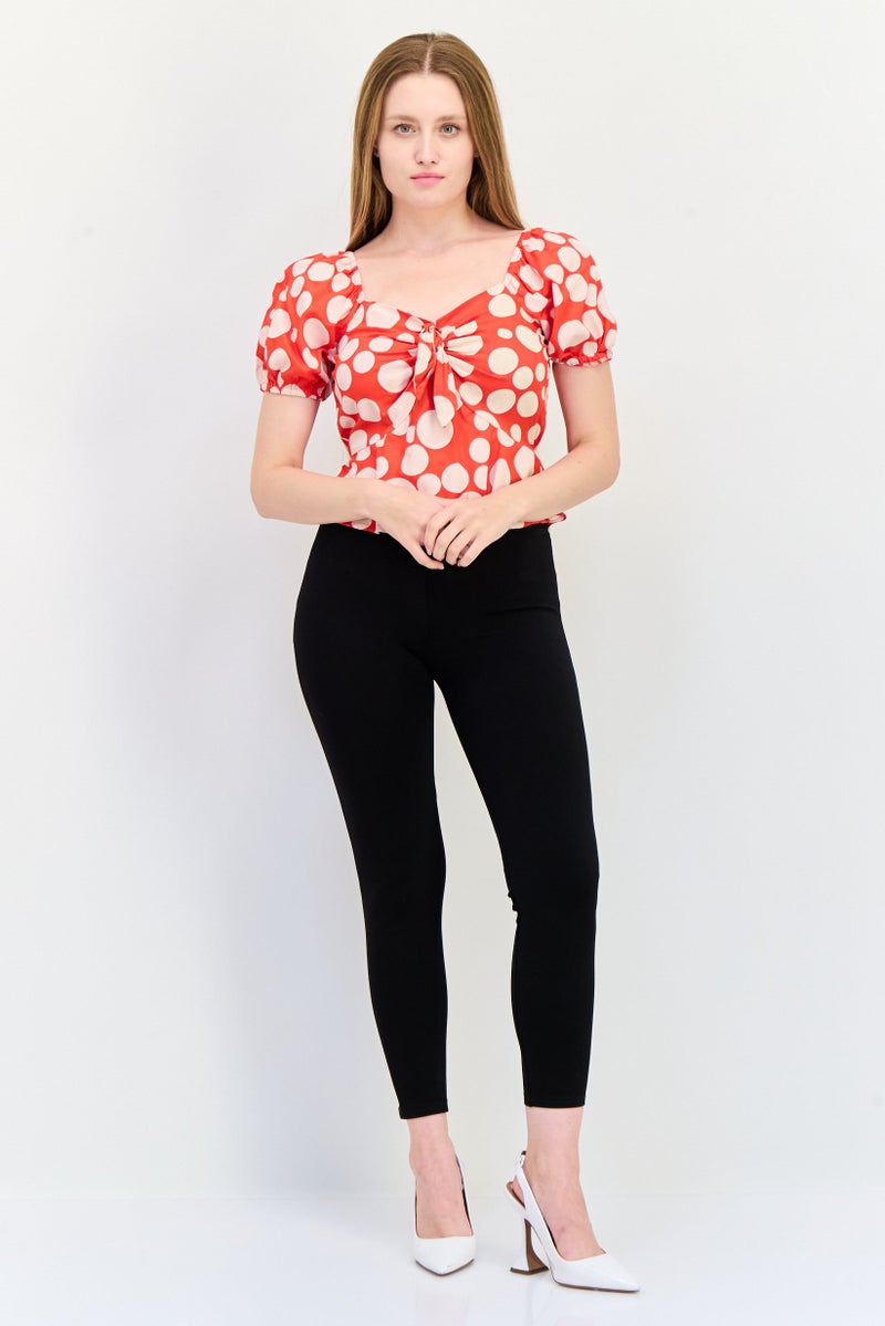 ONLY Women Queen Anna Neck Short Sleeve Polka Dots, Blouse, Multicolor  - Image 4