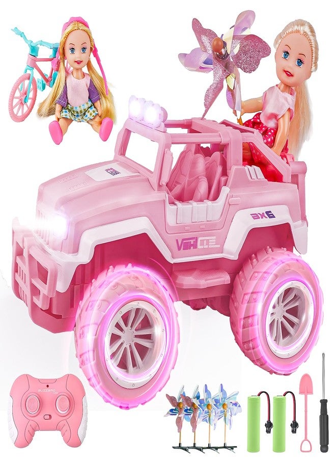 BEZGAR سيارة تحكم عن بعد BEZGAR للفتيات - مجموعة جيب وردي RC 1:16 مع دميتين، 4 مراوح و 2 بطاريات قابلة لإعادة الشحن بسعة عالية (80+ دقيقة وقت تشغيل)، سيارات RC بتردد 2.4GHz مع أضواء، هدايا عيد ميلاد للأطفال - Image 1