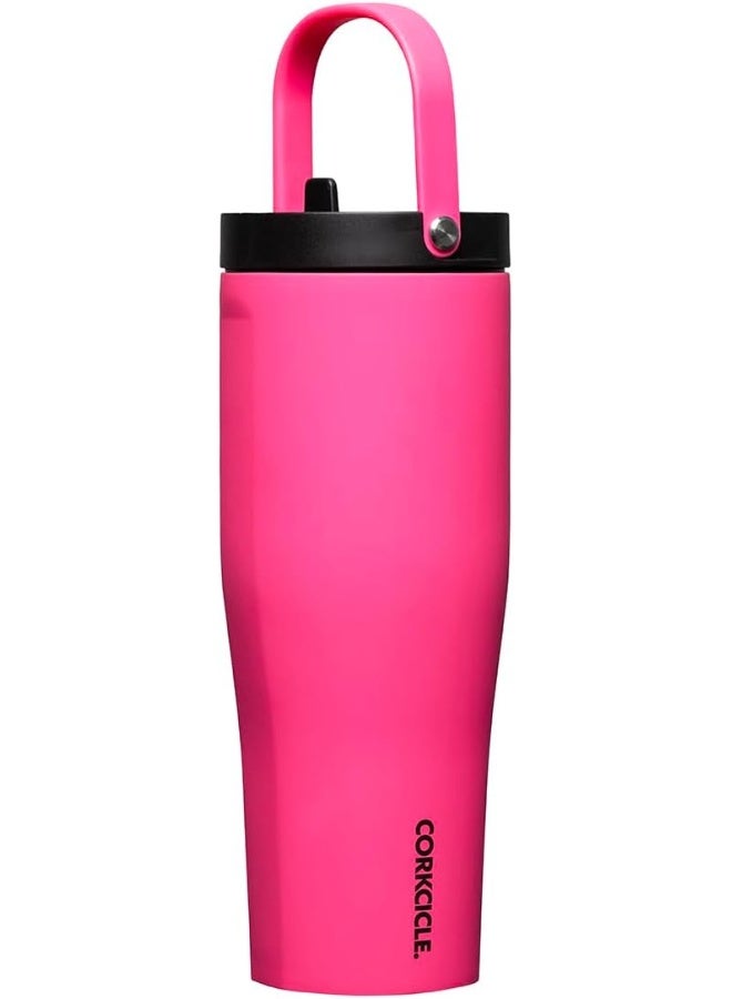 CORKCICLE كوب كوركسيكل جو XL معزول مع غطاء وقشة، فاكهة التنين، 30 أونصة – زجاجة ماء قابلة لإعادة الاستخدام تحافظ على المشروبات باردة لمدة 12 ساعة – كوب صديق لحامل الأكواب، تصميم مانع للتسرب - Image 1