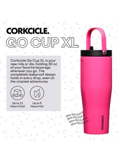 CORKCICLE Corkcicle Go Cup XL Insulated Tumbler with Lid and Straw, Dragonfruit, 30 oz – Reusable Water Bottle Keeps Beverages Cold for 12hrs – Cupholder Friendly Tumbler, Leak-Proof Design  - Image 2
