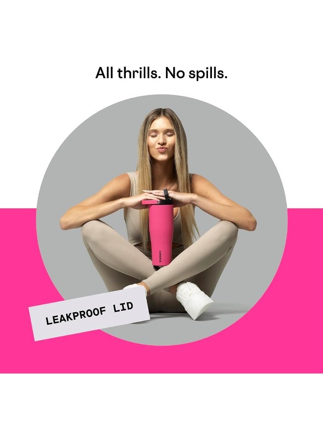 CORKCICLE كوب كوركسيكل جو XL معزول مع غطاء وقشة، فاكهة التنين، 30 أونصة – زجاجة ماء قابلة لإعادة الاستخدام تحافظ على المشروبات باردة لمدة 12 ساعة – كوب صديق لحامل الأكواب، تصميم مانع للتسرب - Image 3