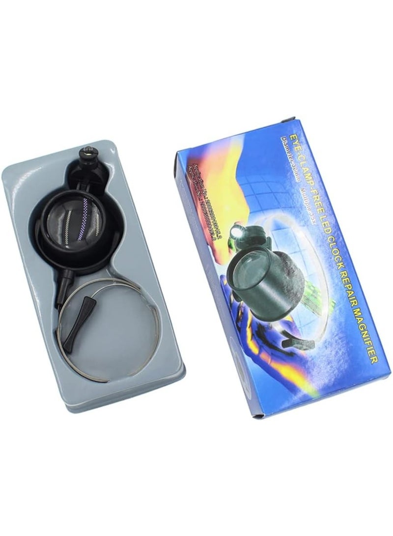 عدسة مكبرة مزودة بشريط رأس مزودة بإضاءة LED ونظارات مكبرة 15X مزودة بسماعة رأس ذات عين واحدة لإصلاح المكونات الإلكترونية الدقيقة والساعات UC43 - Image 1