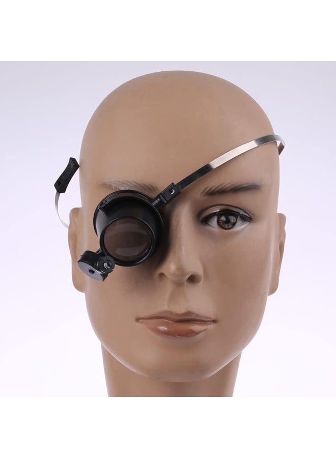 عدسة مكبرة مزودة بشريط رأس مزودة بإضاءة LED ونظارات مكبرة 15X مزودة بسماعة رأس ذات عين واحدة لإصلاح المكونات الإلكترونية الدقيقة والساعات UC43 - Image 4