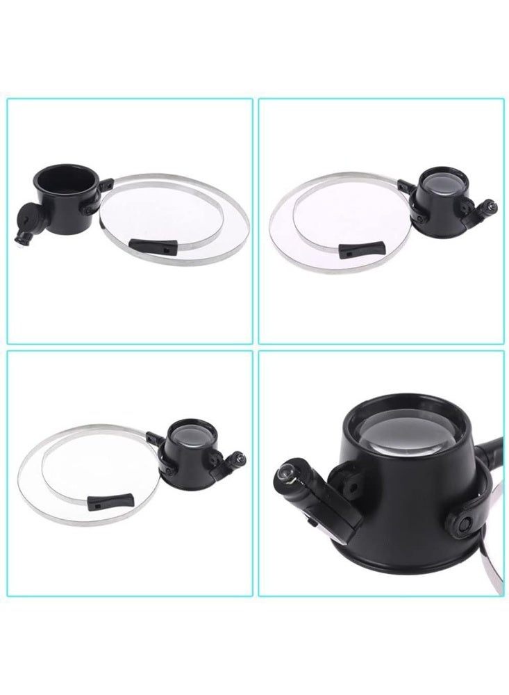 عدسة مكبرة مزودة بشريط رأس مزودة بإضاءة LED ونظارات مكبرة 15X مزودة بسماعة رأس ذات عين واحدة لإصلاح المكونات الإلكترونية الدقيقة والساعات UC43 - Image 2