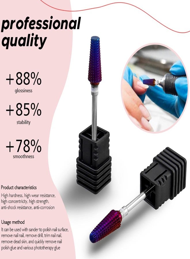 Wolfride 4 Pcs 5 in 1 Tornado Nail Drill Bits, 3/32'' Purple Coated Tungsten Carbide Cuticle Bits Two Way Safety Efile Bit Professional Manicure Pedicure Rotary Tool Milling Cutter - Image 5