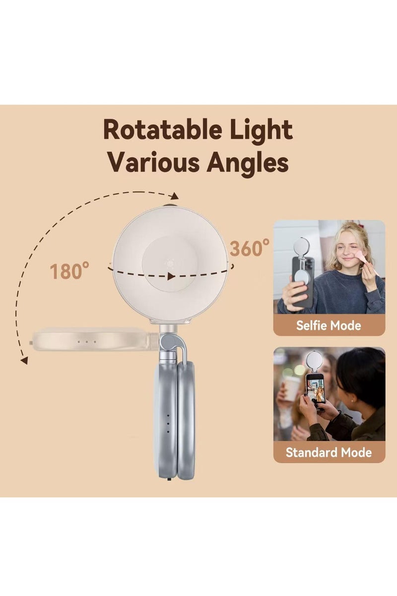 TELESIN Magnetic Selfie Light with Mirror, 360° LED Fill Light for iPhone Magsafe & Non-Magsafe Phones, 3 Color, Height Adjustable - Image 2